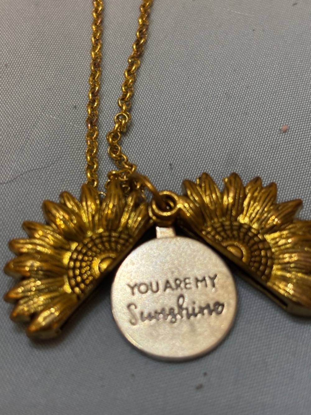 Gold Sunflower 'You Are My Sunshine' Pendant Necklace